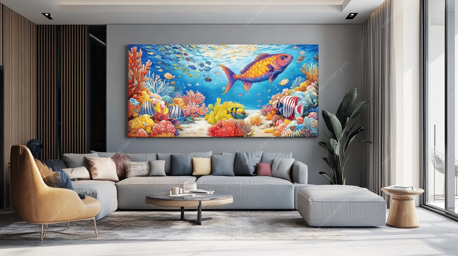 现代客厅的海洋风挂画