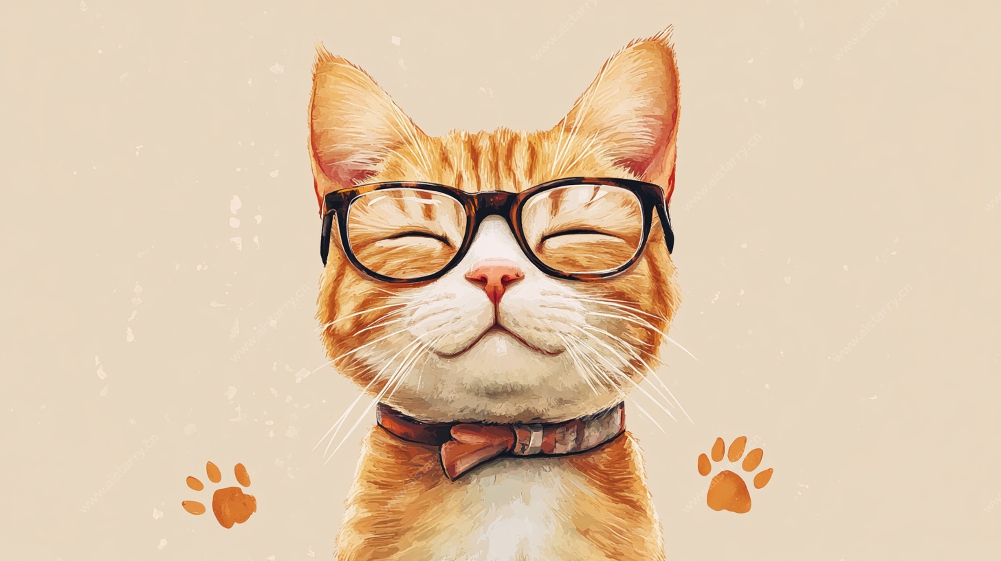 戴眼镜的俏皮猫咪