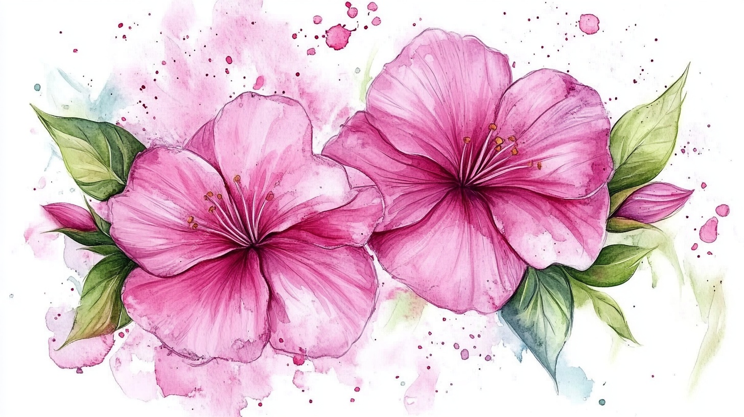 水彩粉色花卉插画