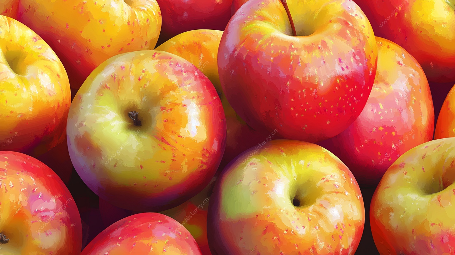 鲜艳多汁的红苹果