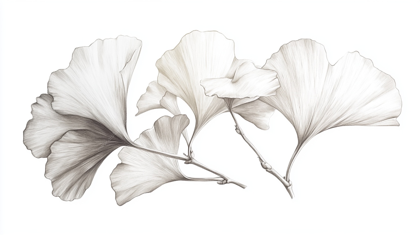 银杏叶手绘插画