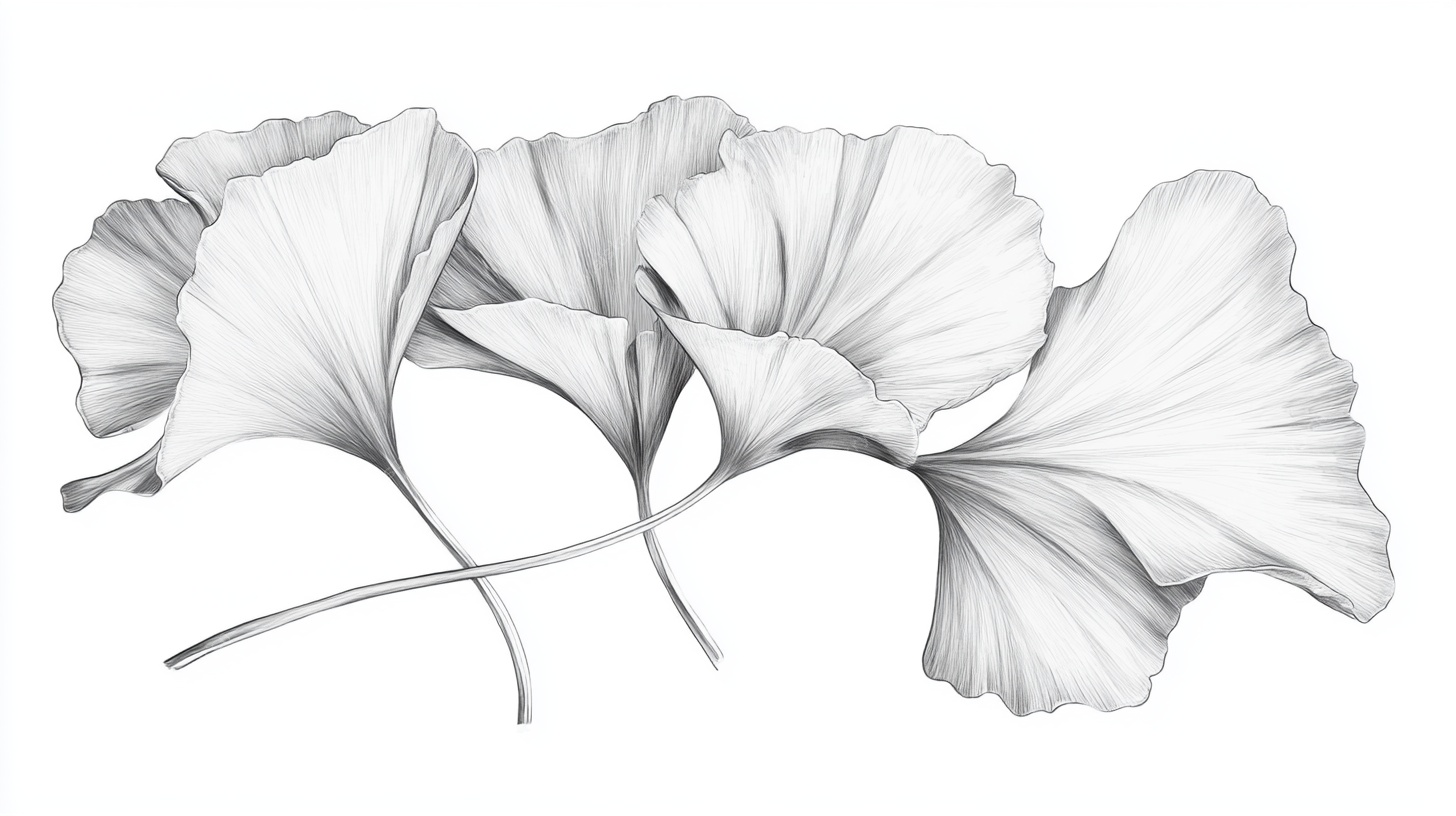 银杏叶素描插画