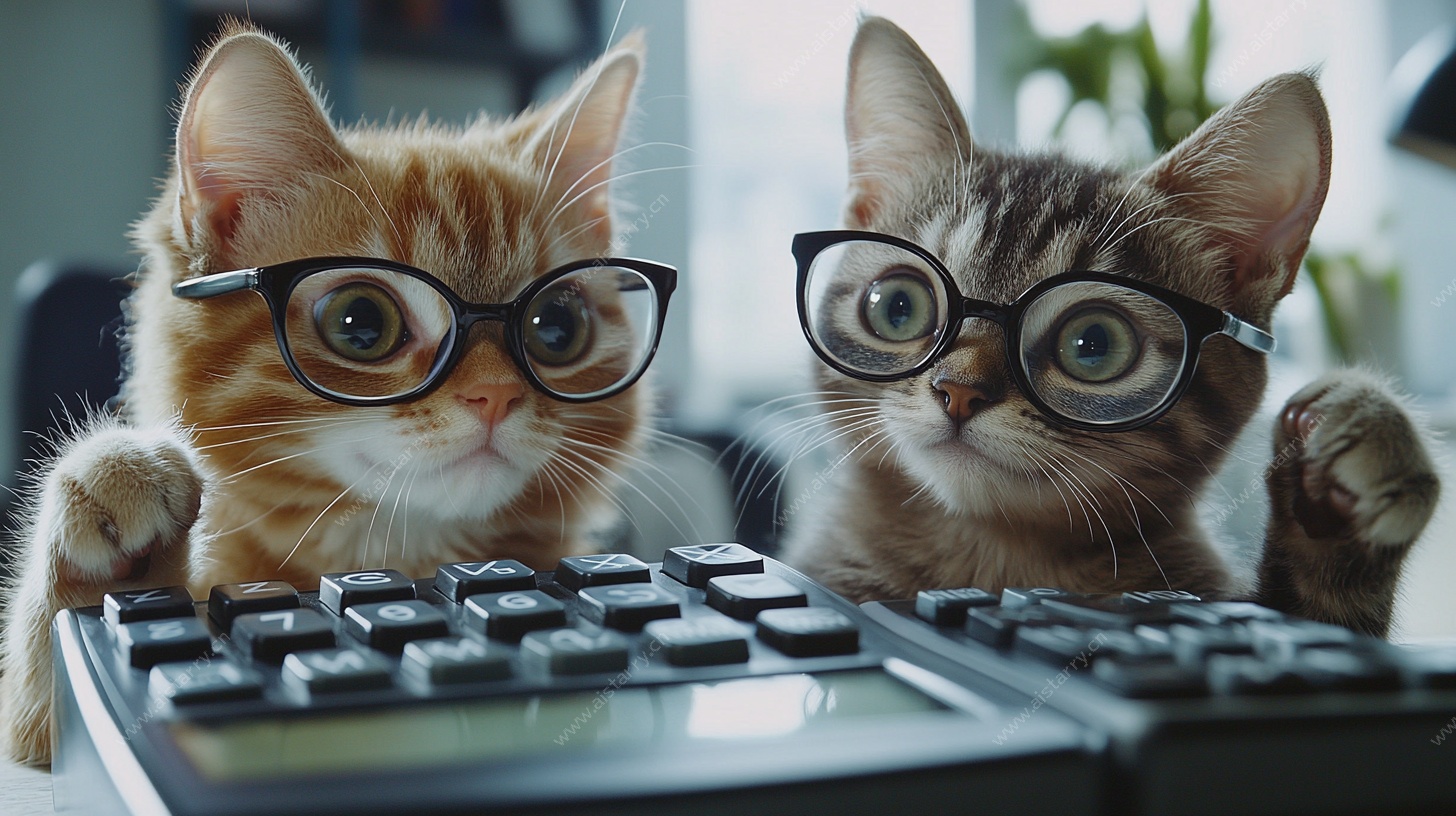 萌猫戴镜敲键盘超可爱