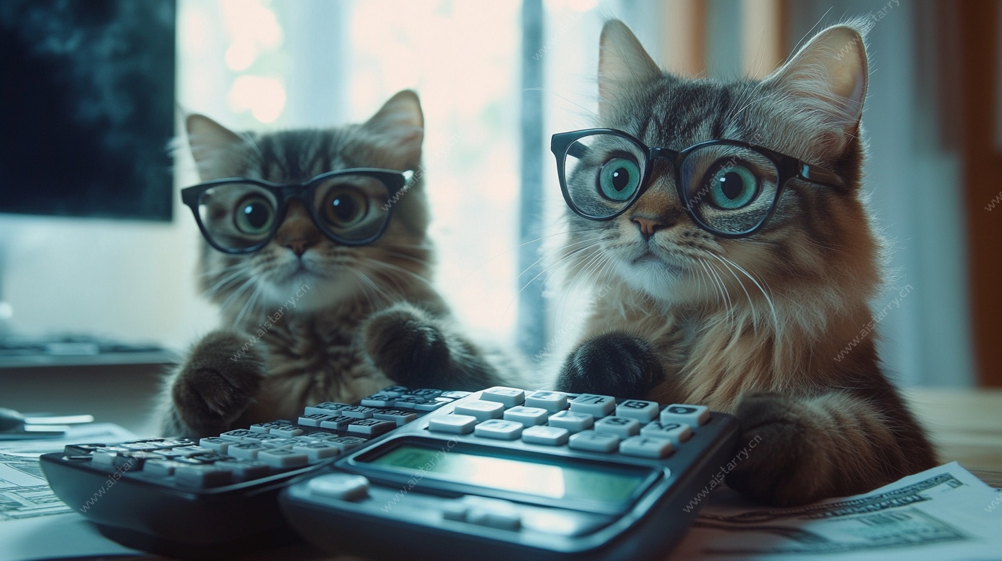 戴眼镜的猫咪办公场景