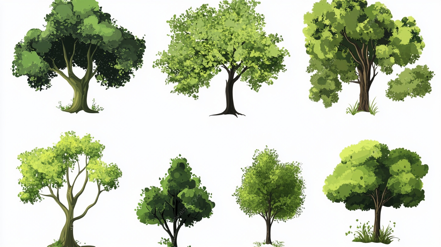 多样绿树插画集合