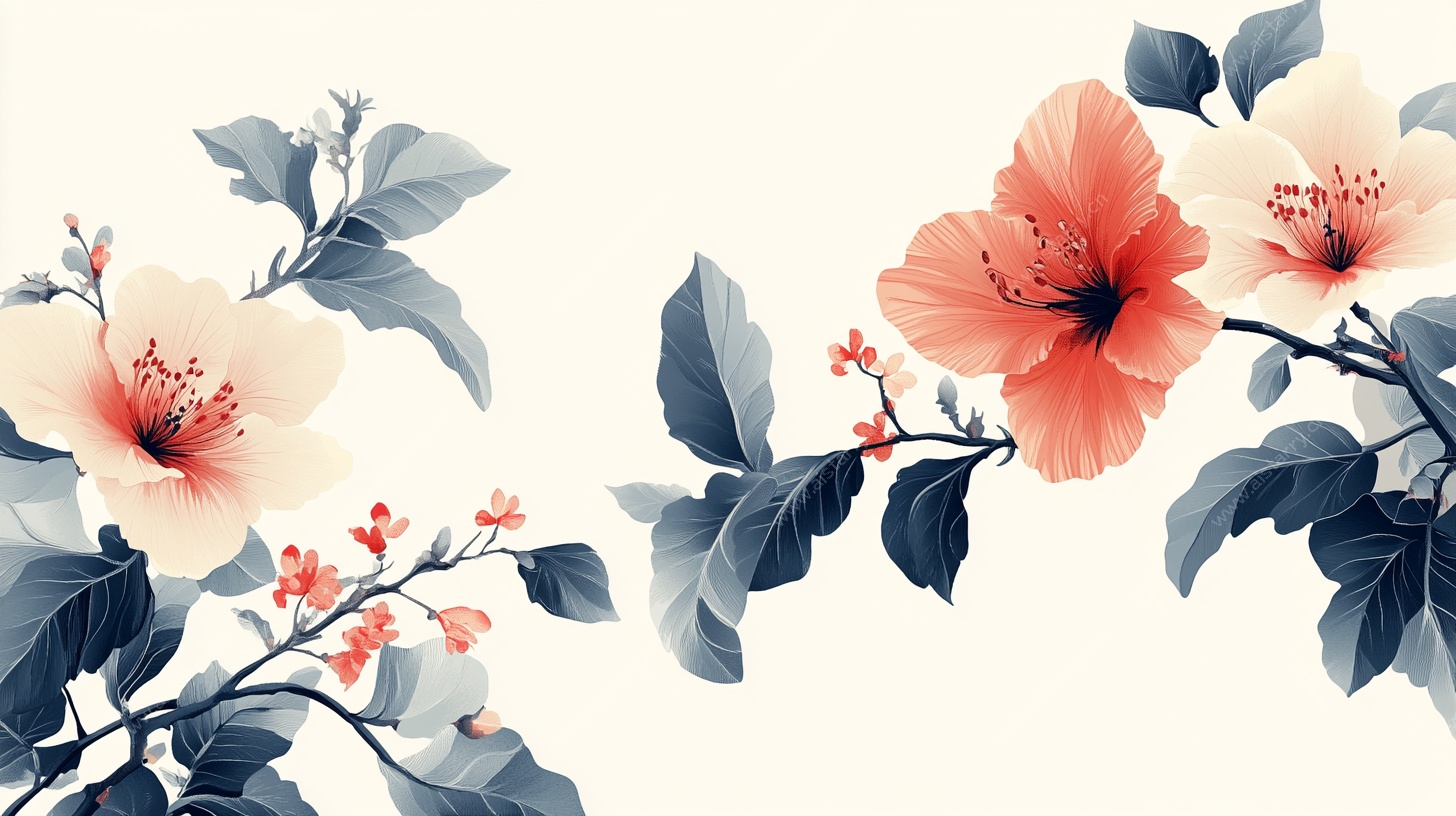 水墨风花卉图案背景图