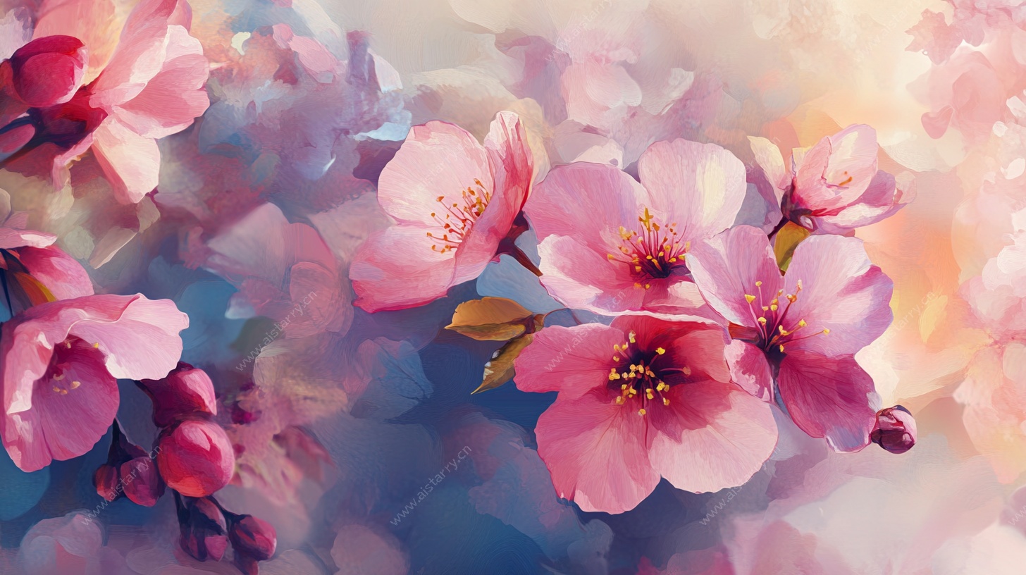 梦幻绽放的粉色花朵