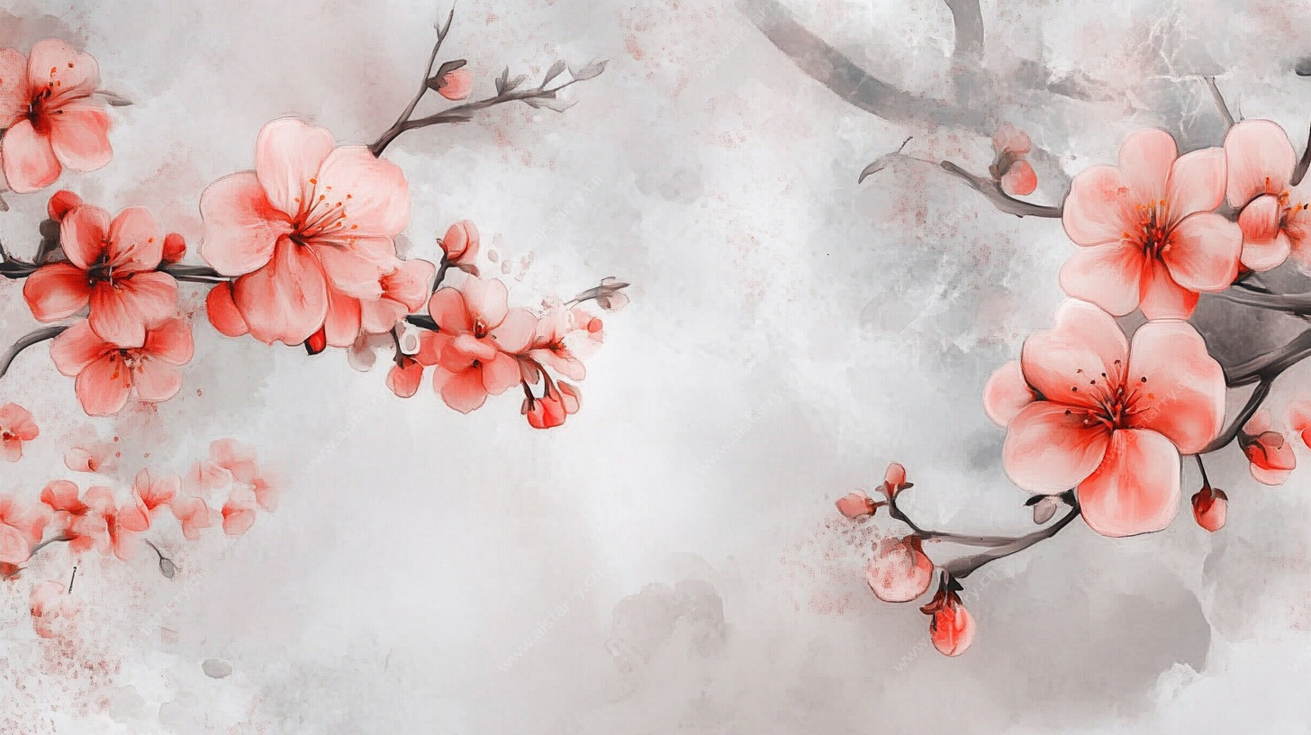 水墨桃花背景图