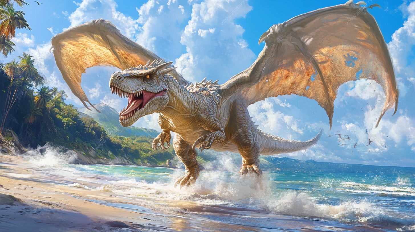 海滩上的飞翼恐龙