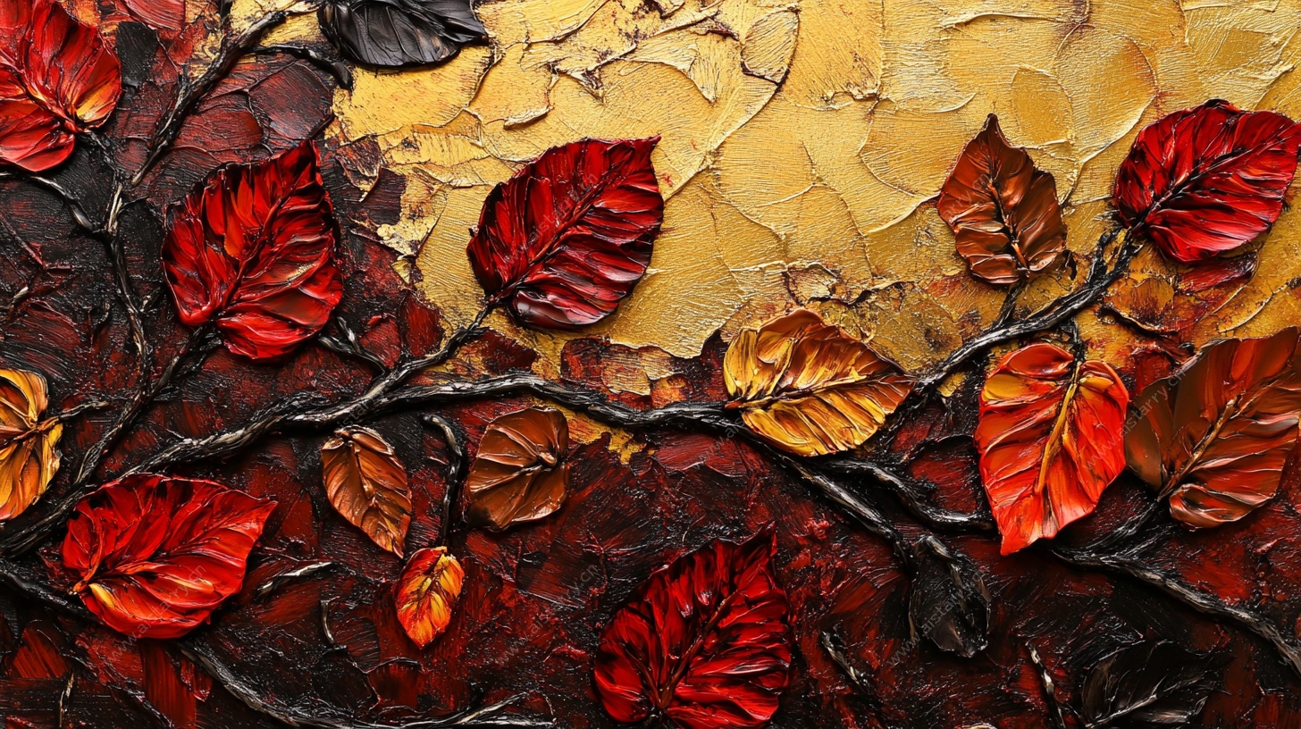 秋意浓树叶油画纹理