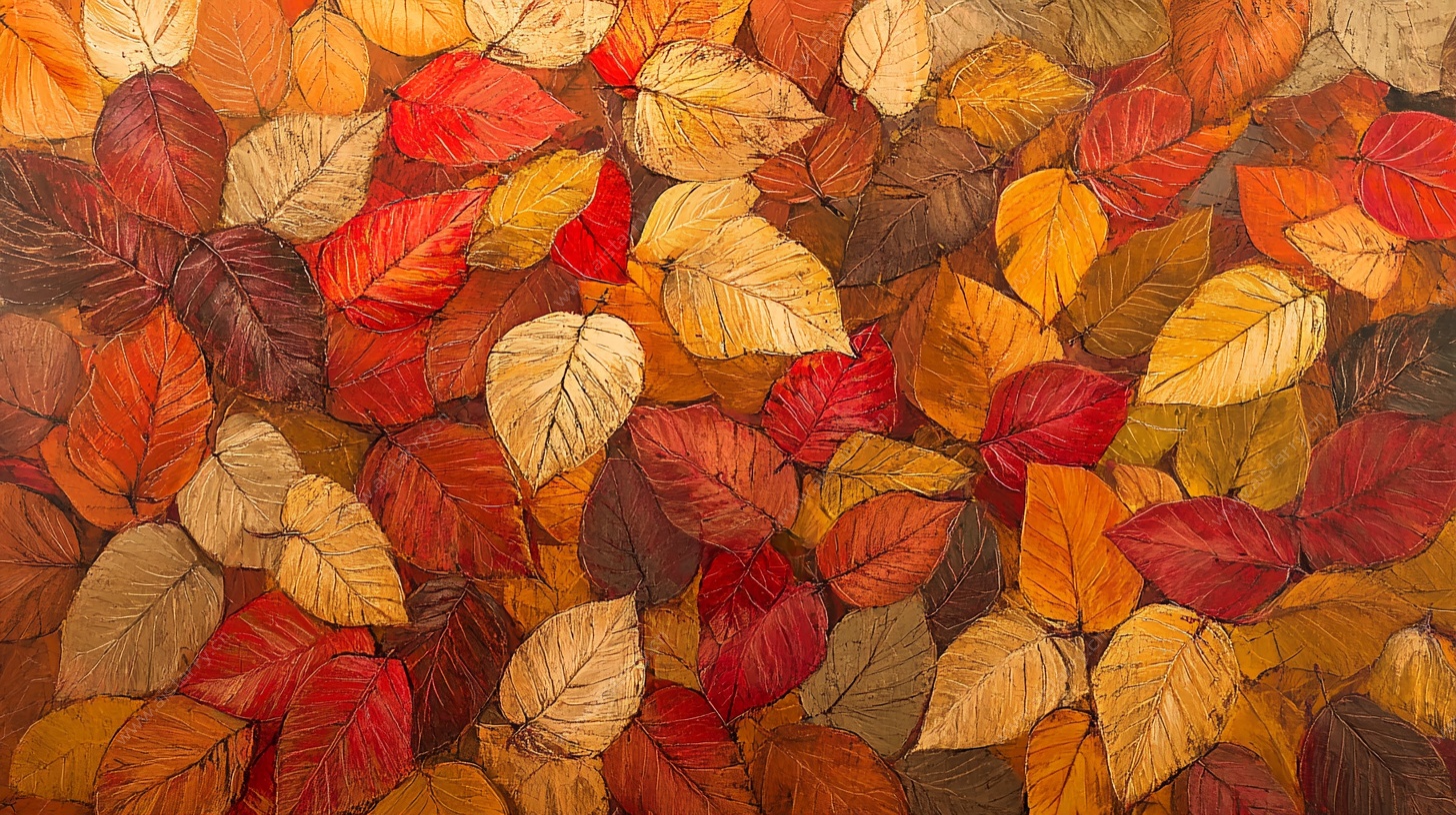 秋日斑斓落叶背景图