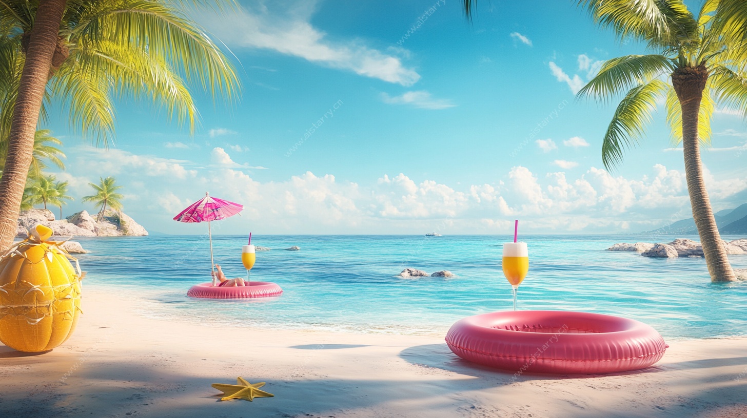 夏日梦幻海滩度假场景