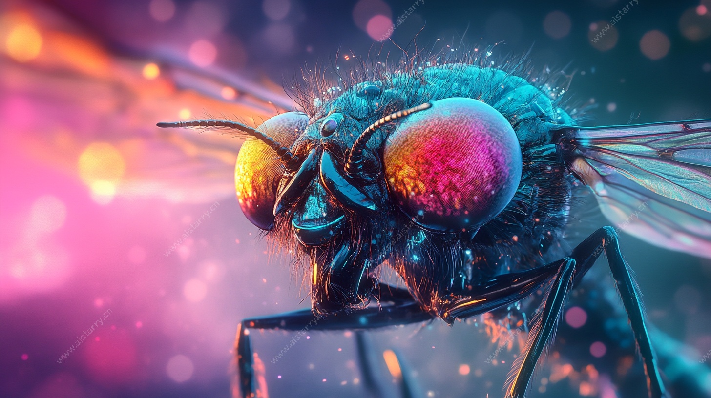 微观世界的奇幻苍蝇特写