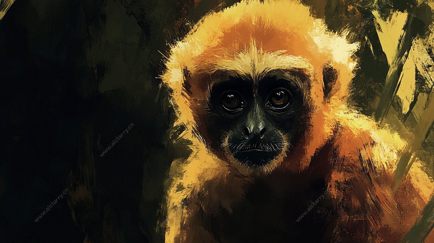 金黄长臂猿绘画作品