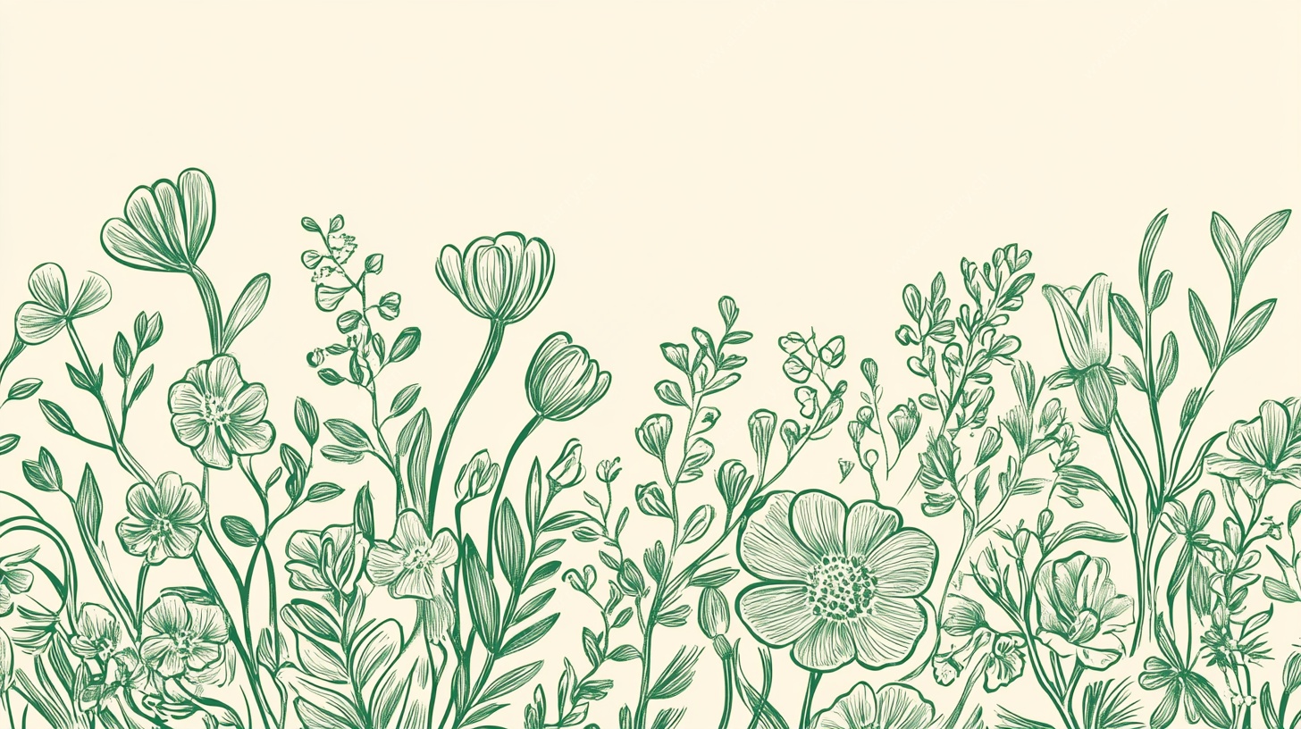 手绘清新绿植花卉边框图