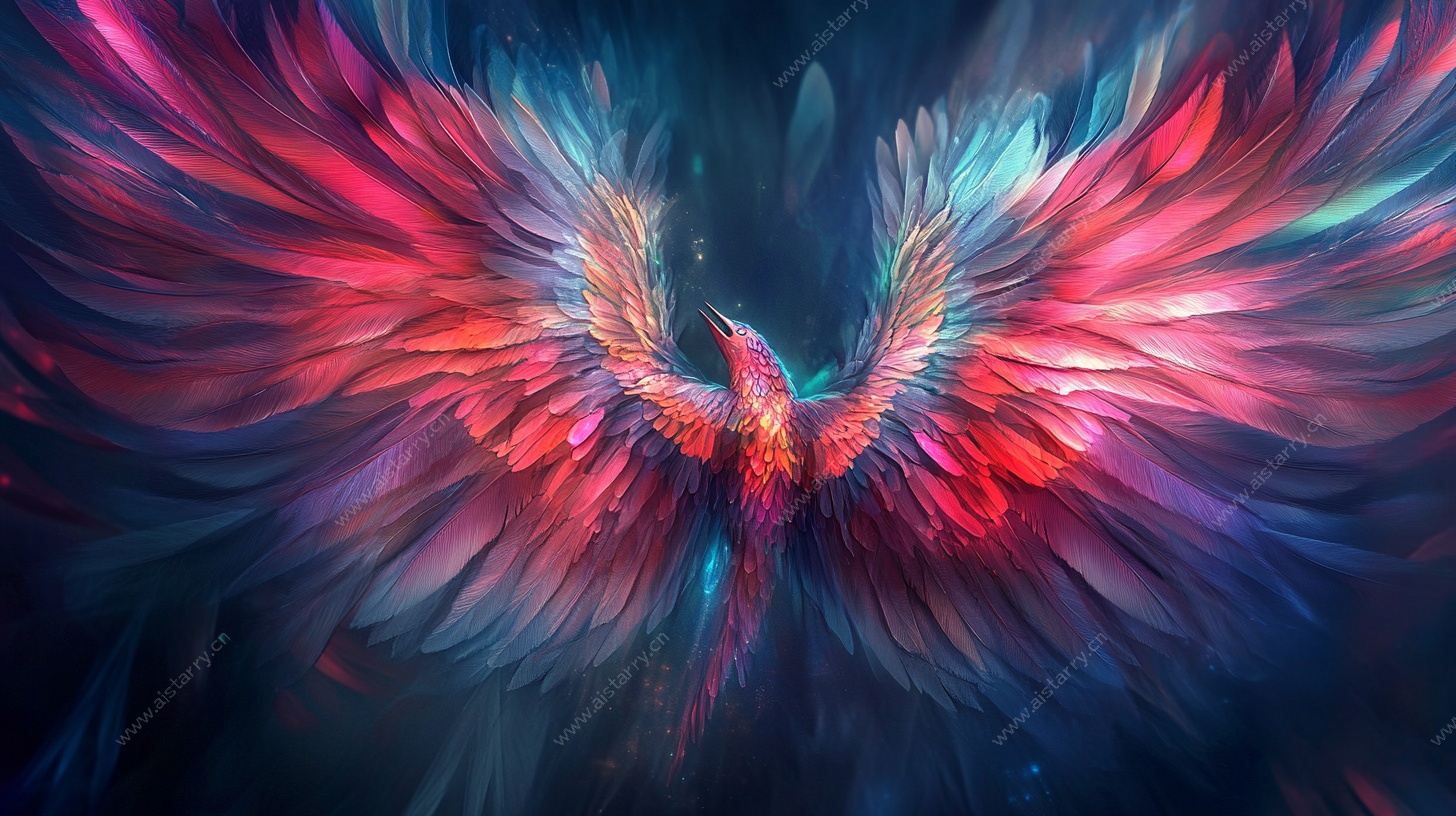 梦幻炫彩凤凰展翅图