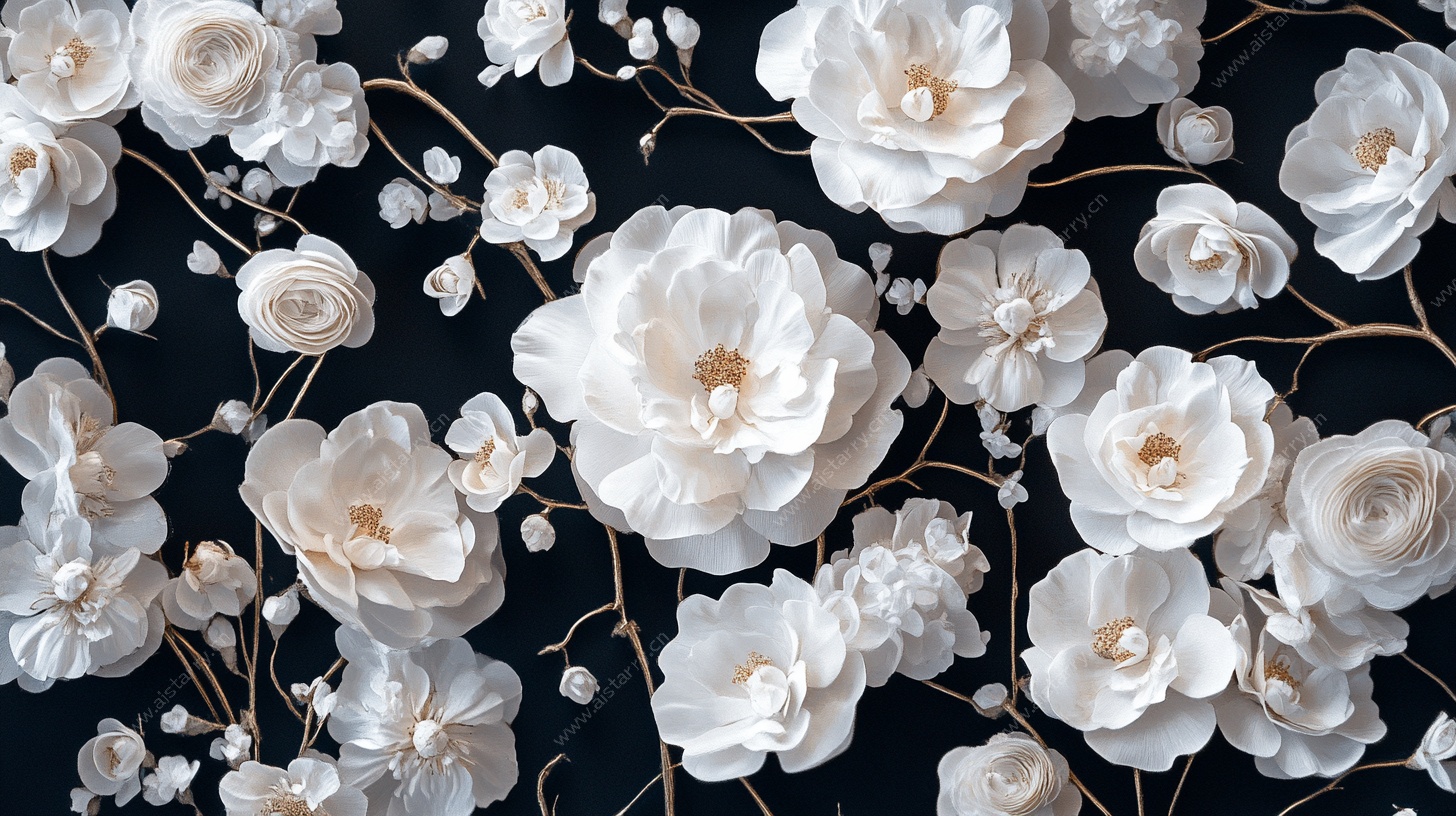 白色纸艺花卉背景图