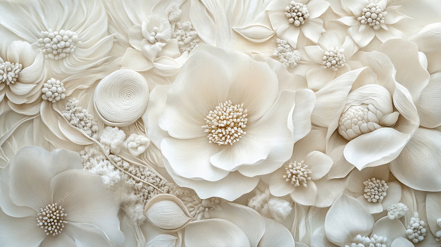 白色立体花卉装饰图案