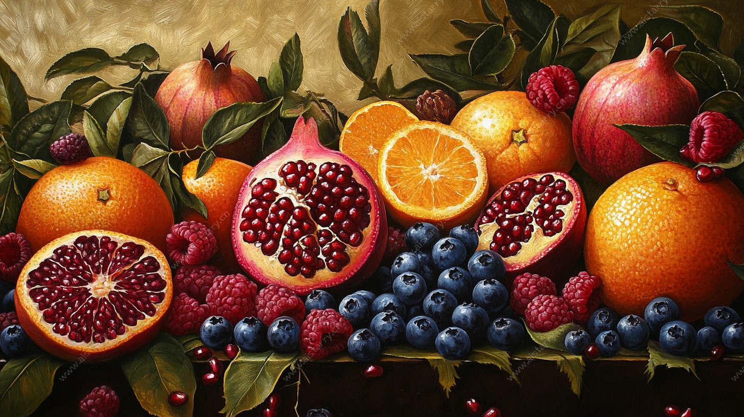 缤纷水果静物油画