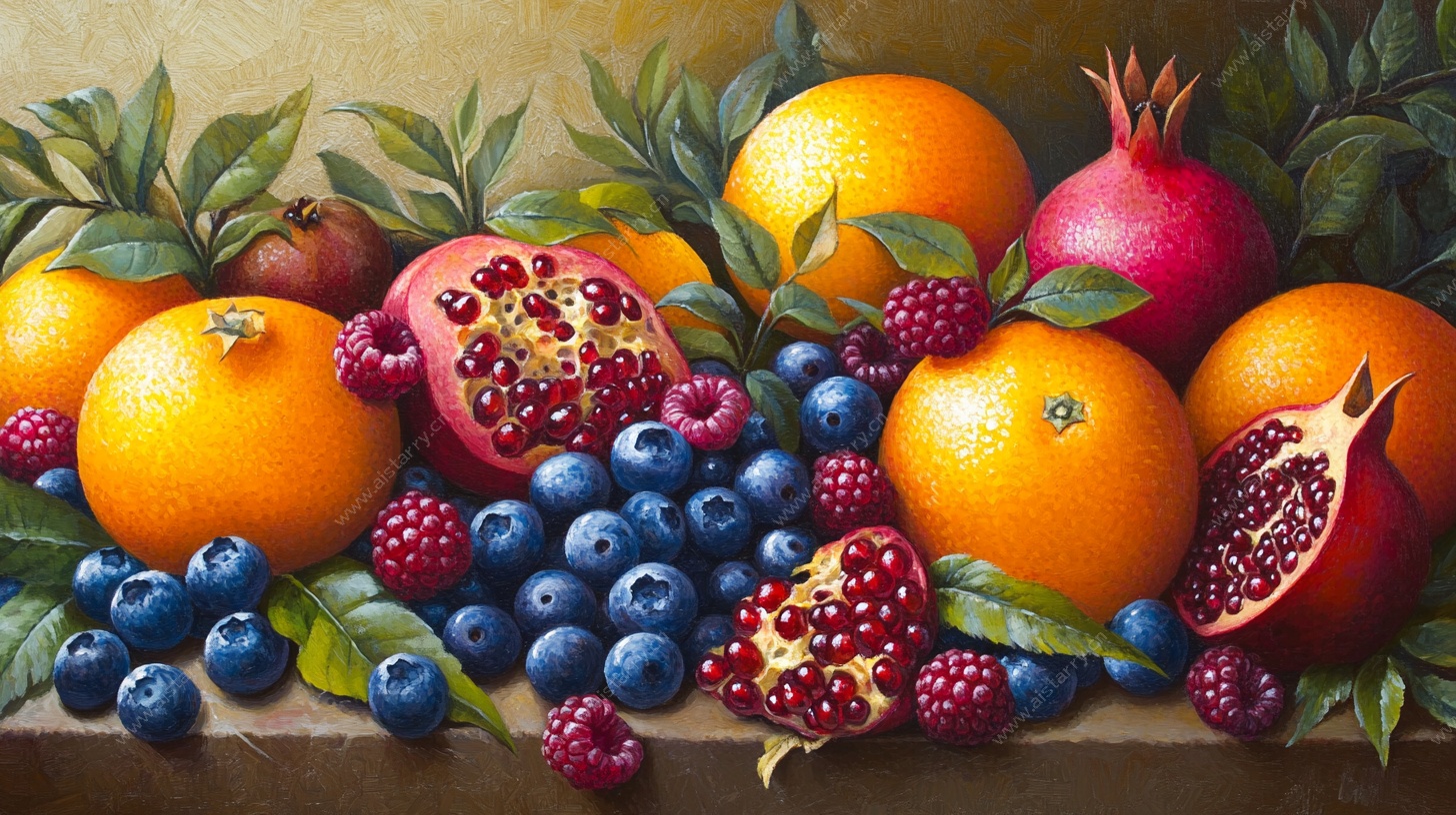 缤纷水果静物油画