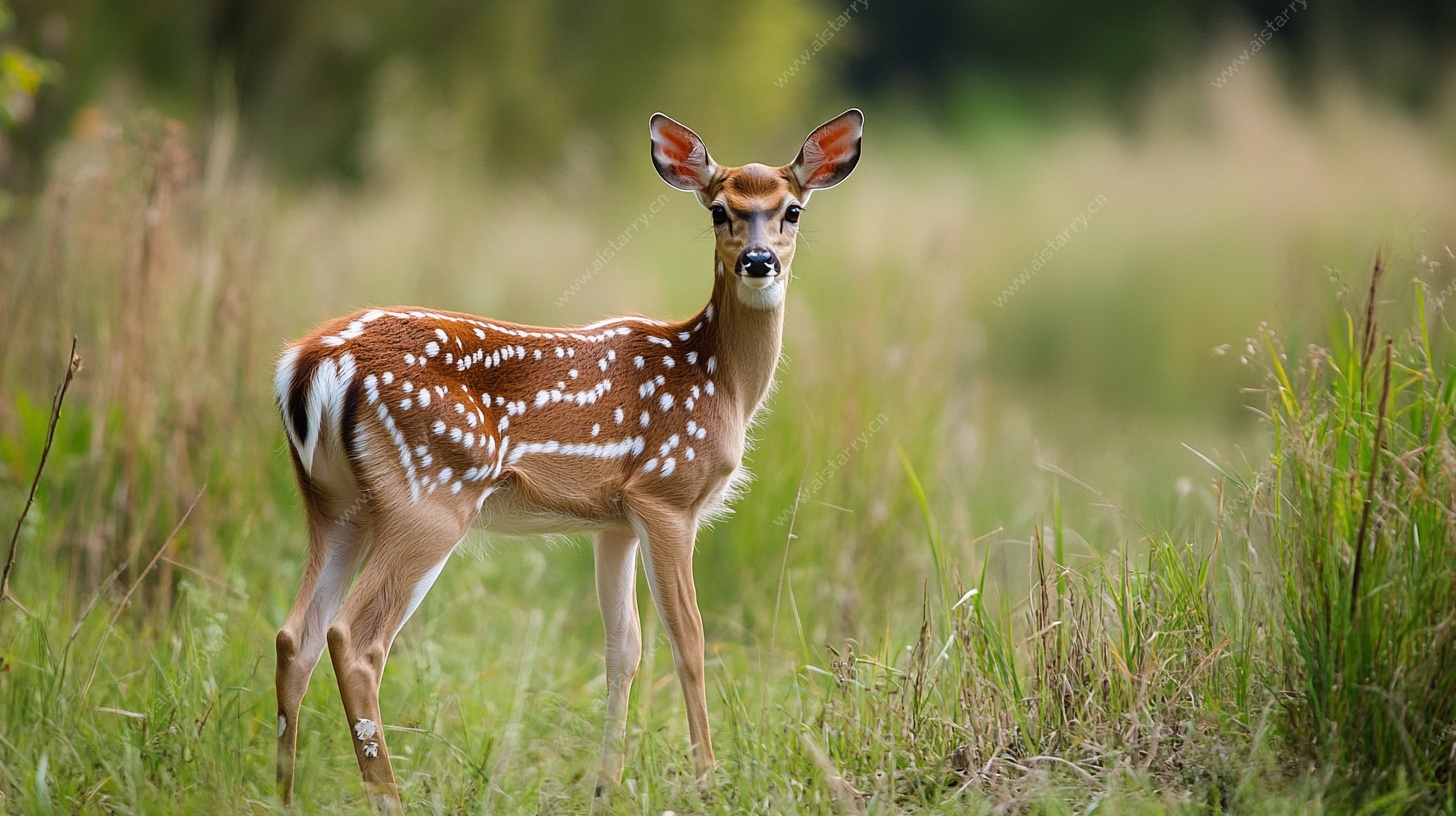 草地上的可爱梅花小鹿