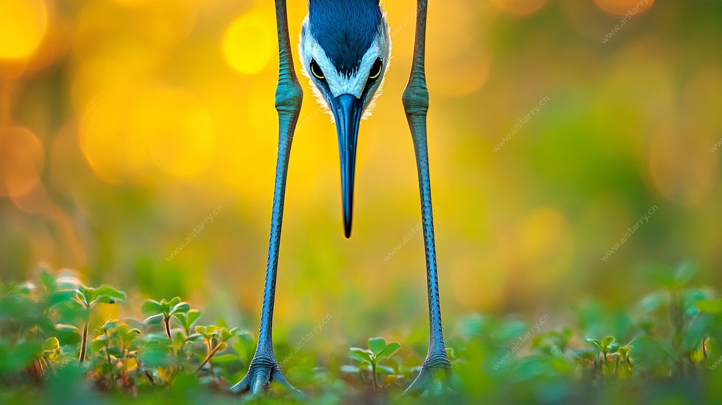 鹭鸟低俯 细长美腿特写