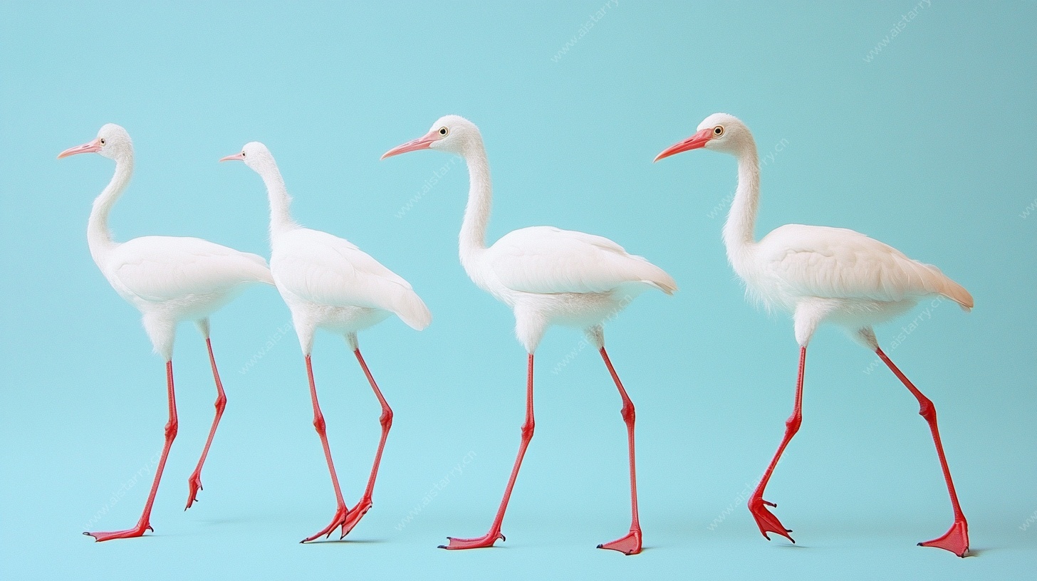 四只白鸟的优雅姿态