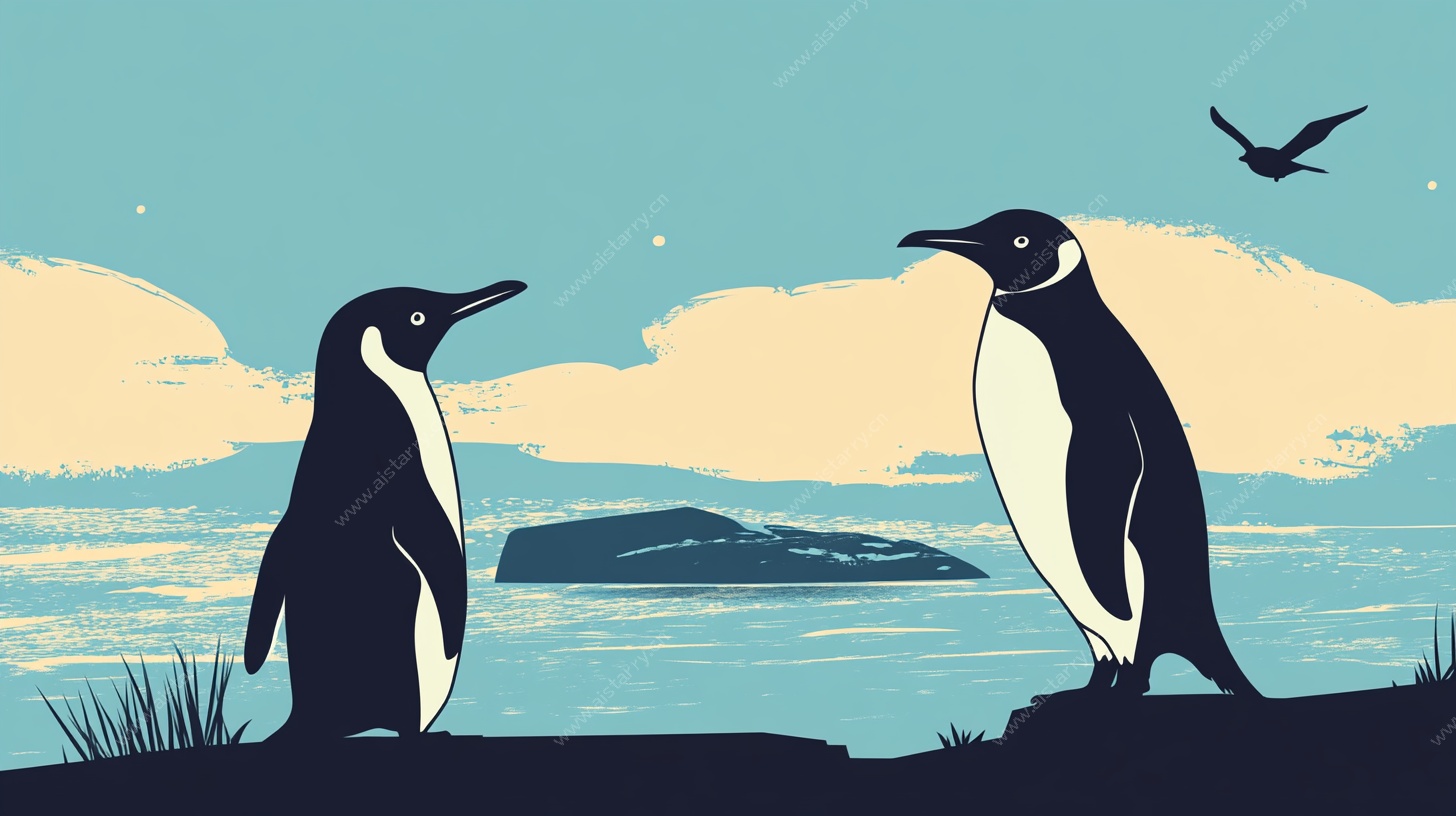 海边企鹅图