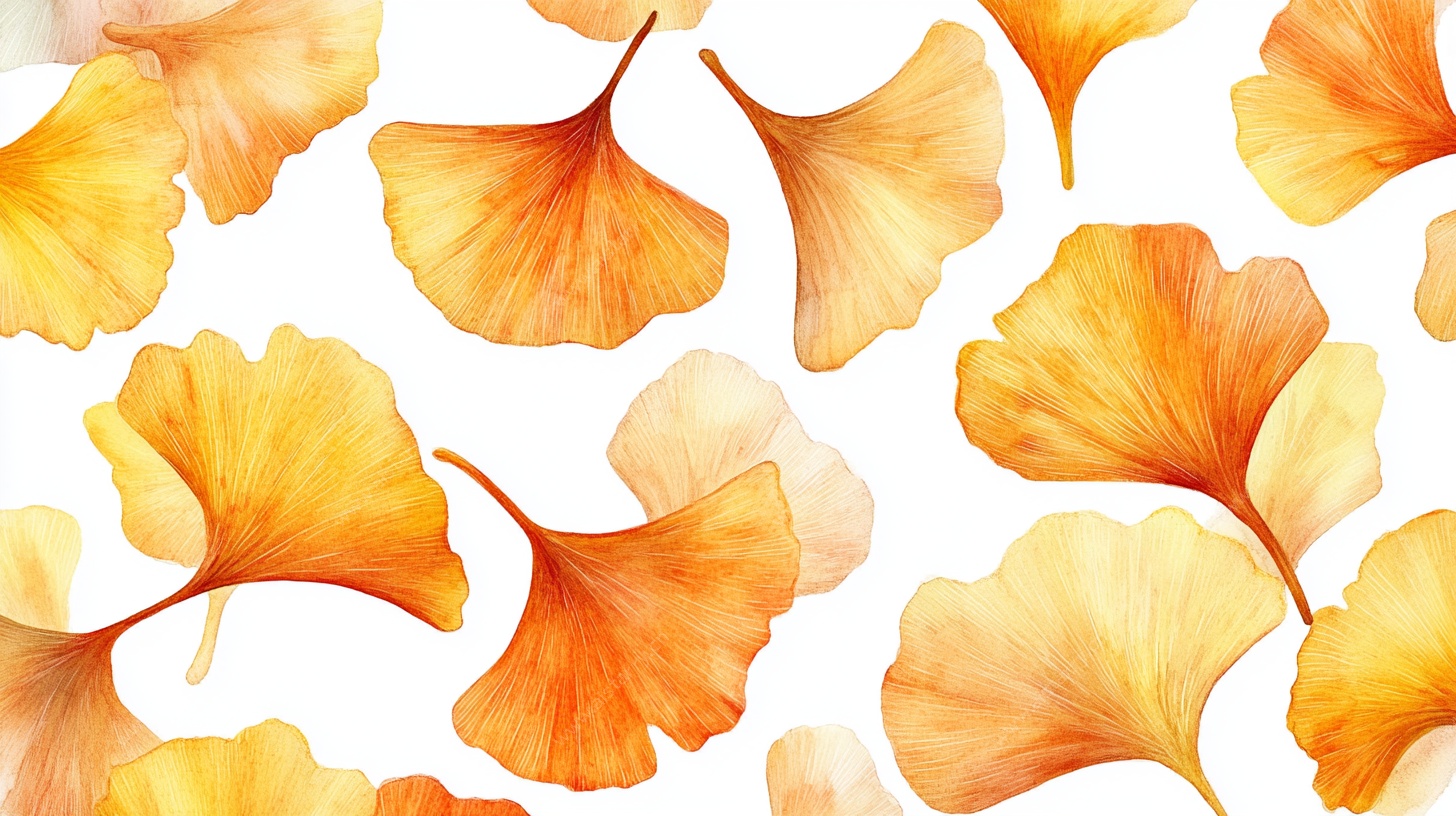 水彩银杏叶图案背景