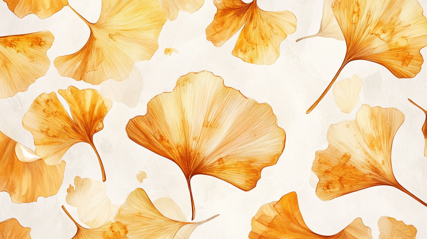 银杏叶水彩图案背景