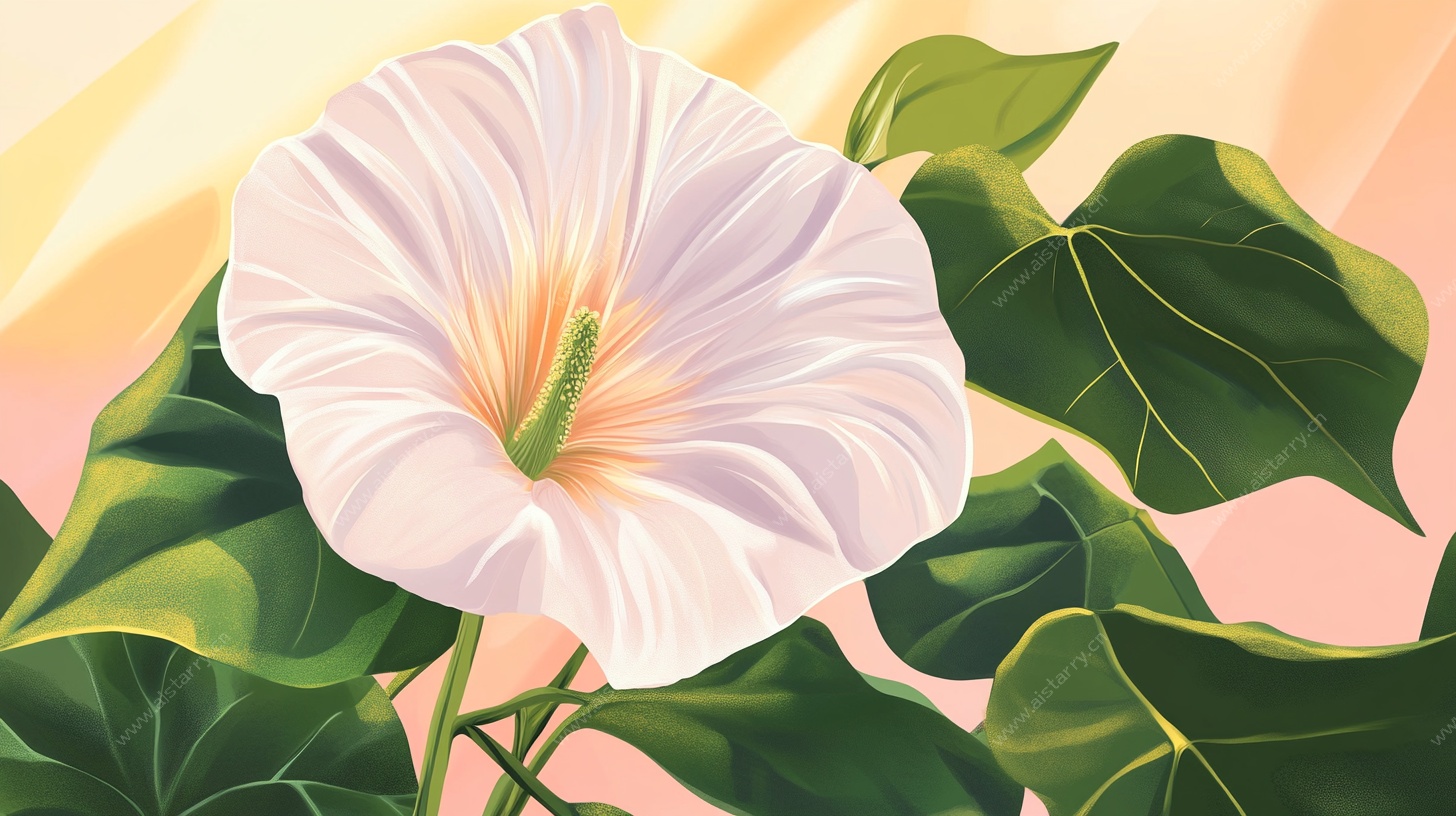 盛开的白色牵牛花插画