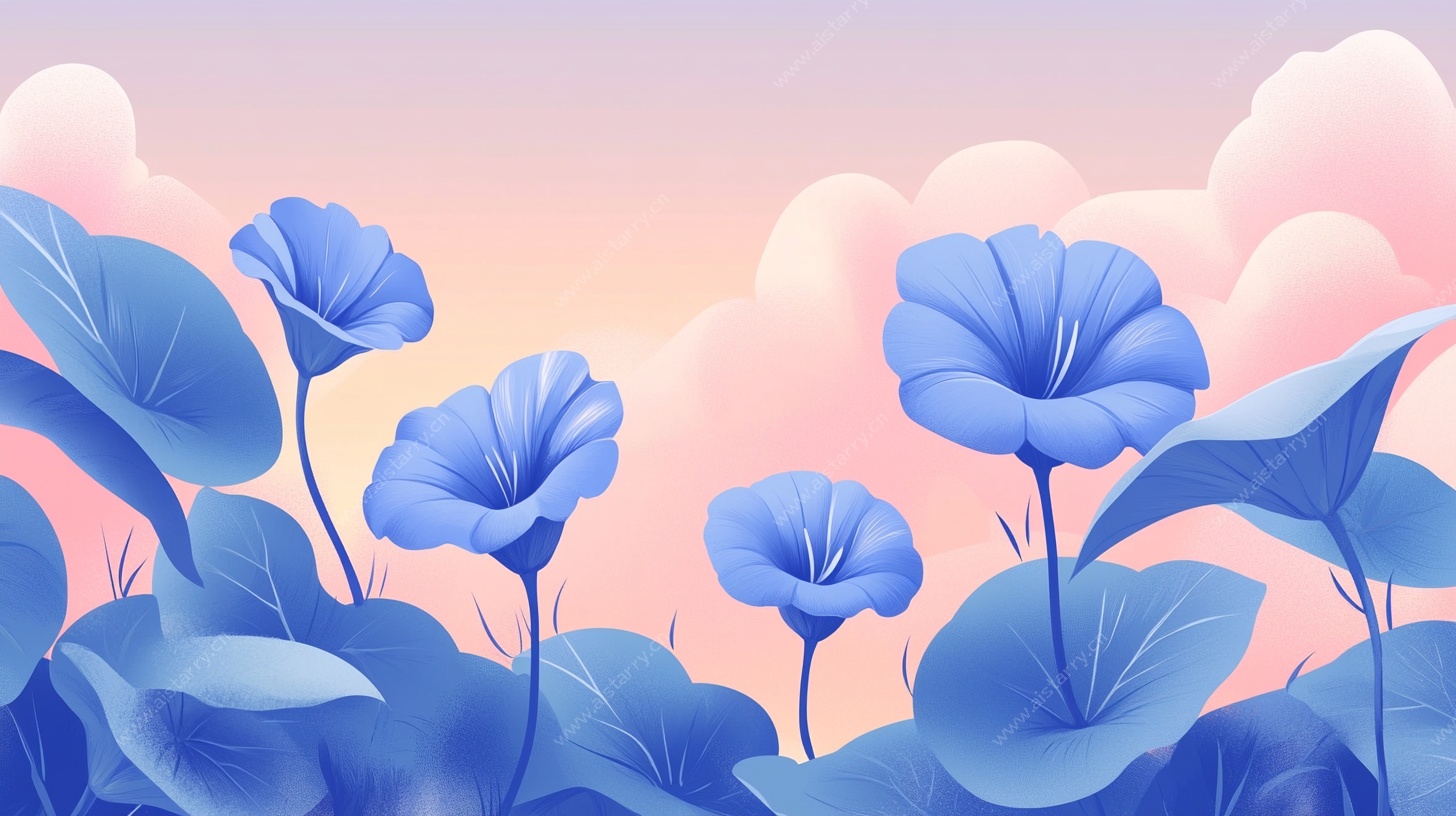 梦幻蓝牵牛花插画