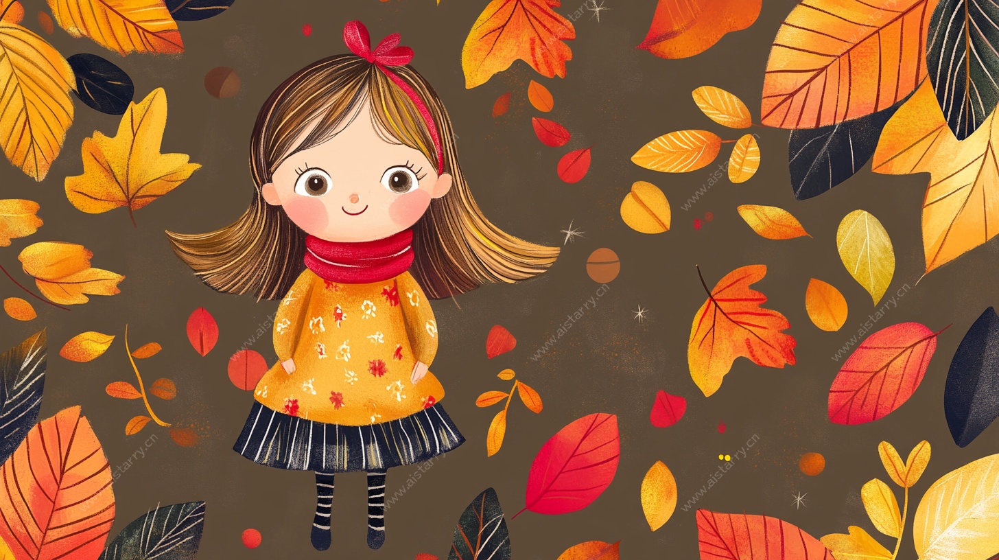 秋日里的可爱小女孩