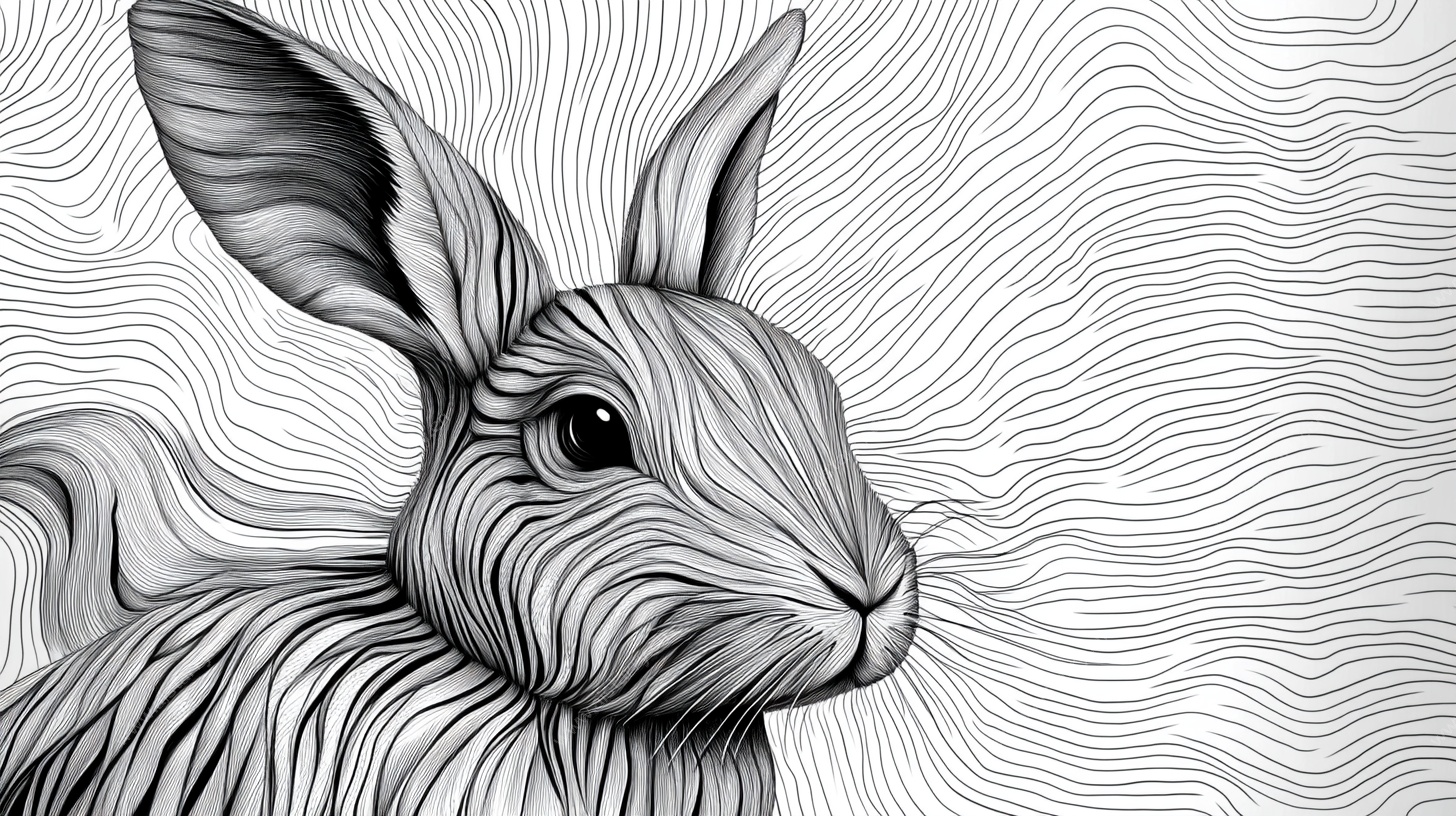 线条风兔子插画