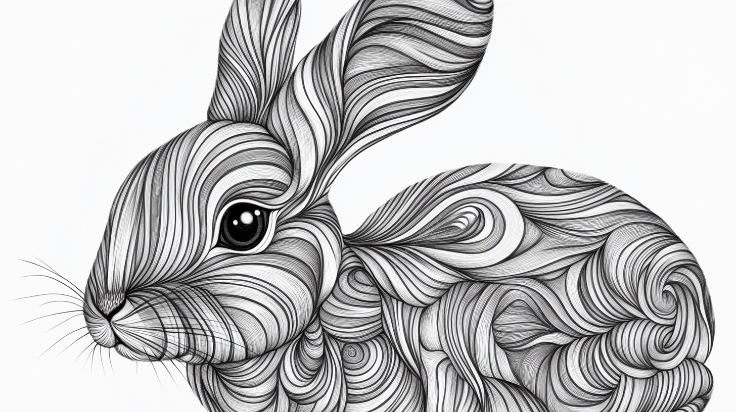 线条风兔子插画