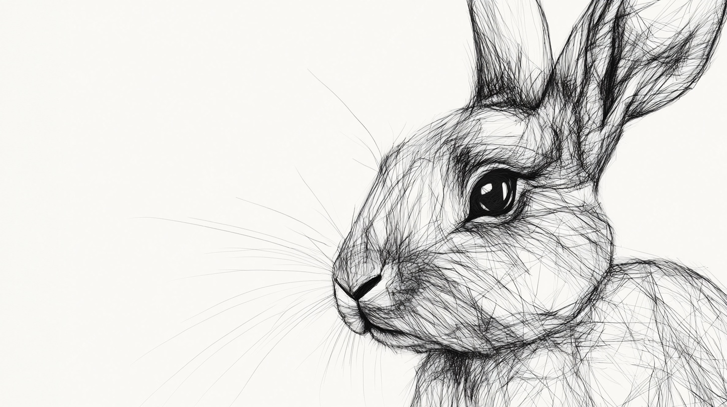素描兔子侧颜图