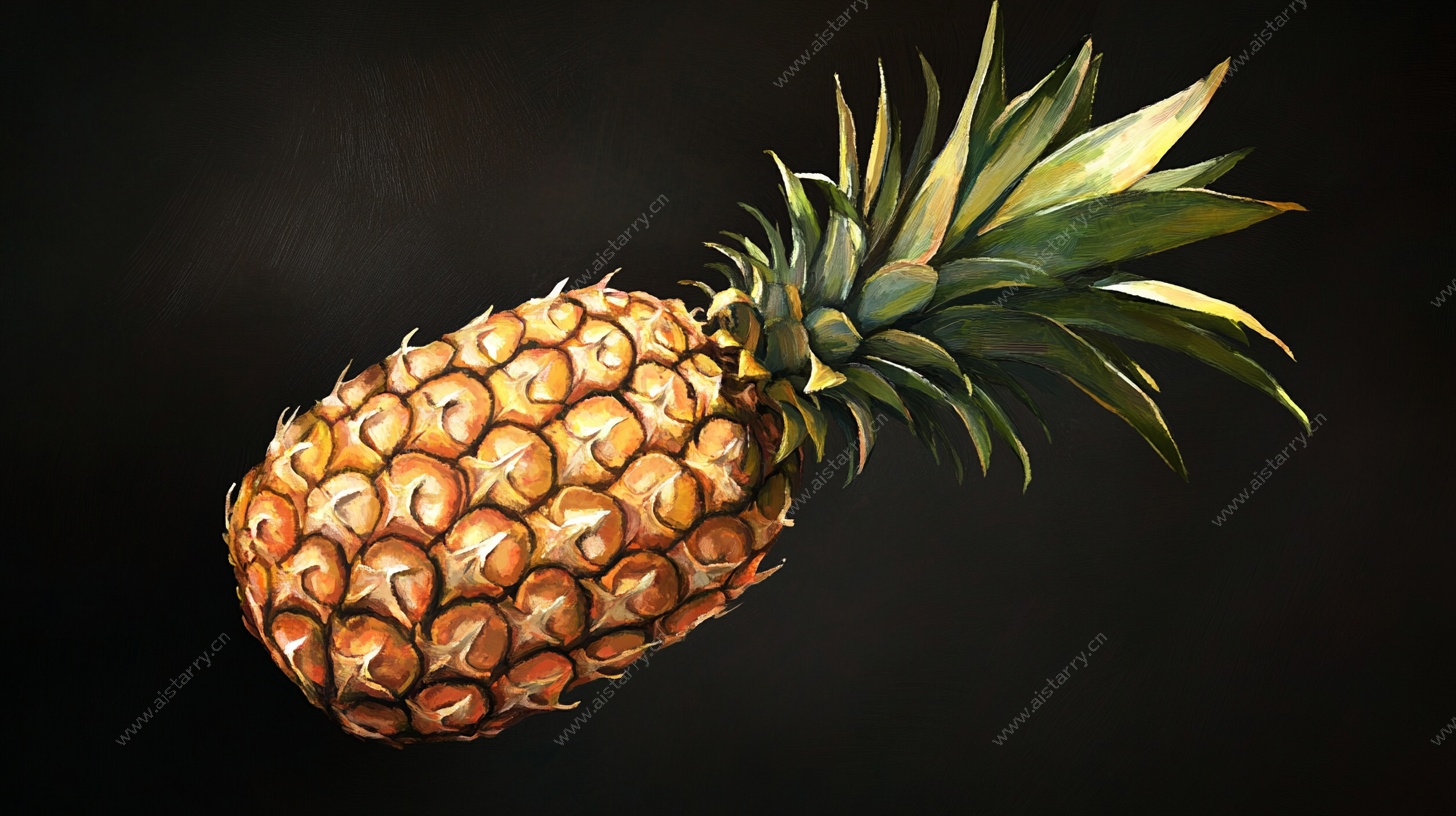 写实风格的单个菠萝插画