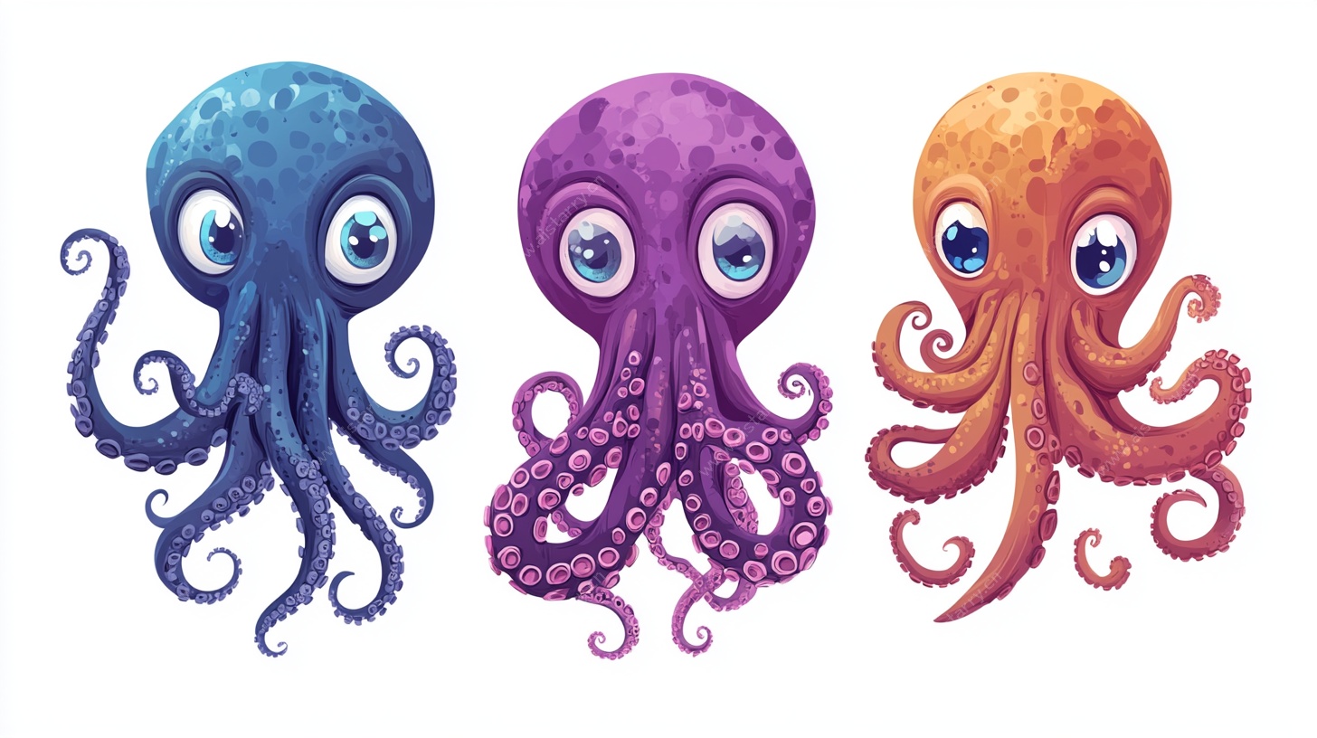 三只可爱卡通章鱼形象