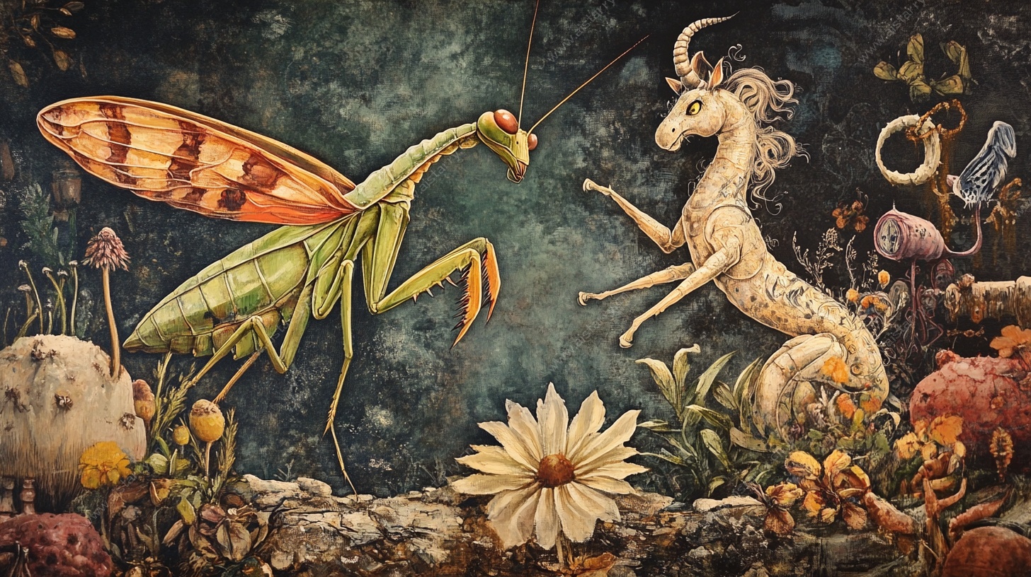 奇幻螳螂与独角兽的相遇