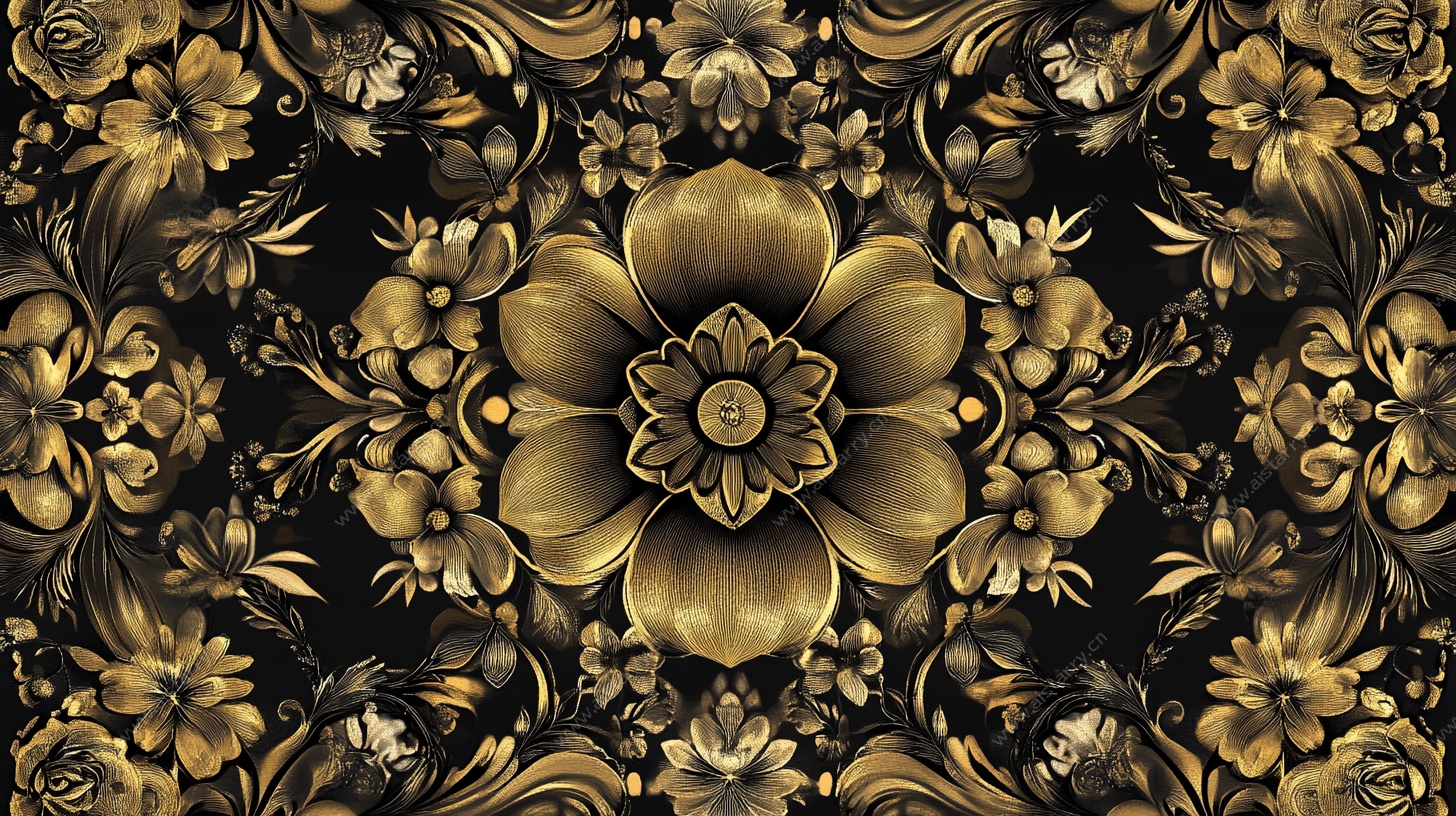 黑金花卉华丽装饰图案