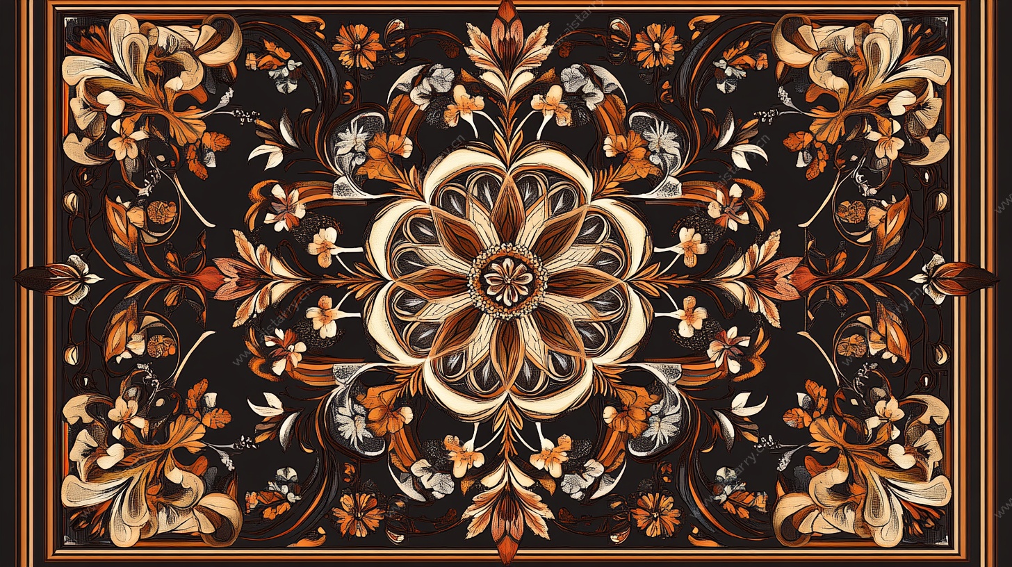 复古花卉图案精美地毯