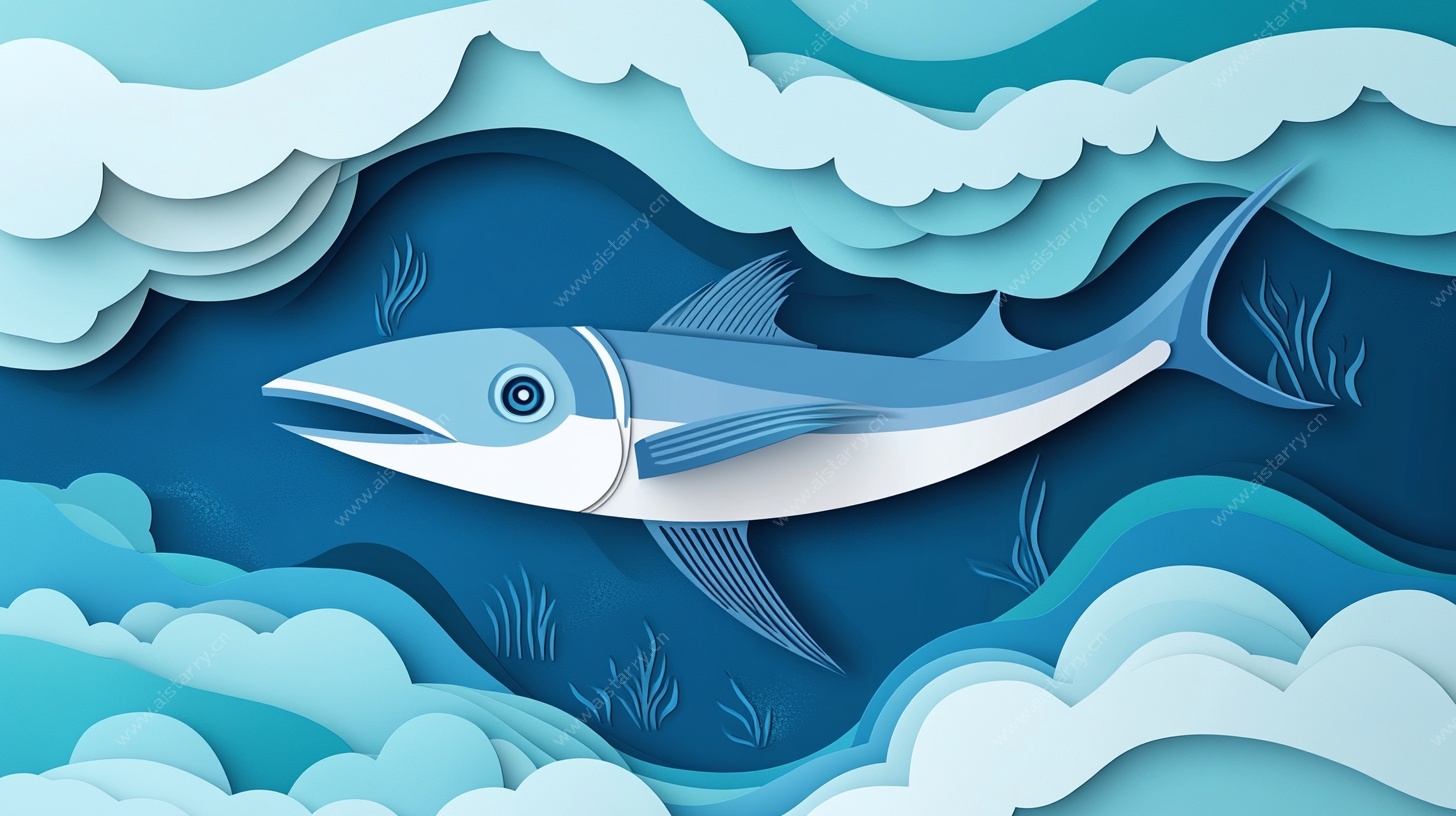 纸艺风海中畅游的大鱼