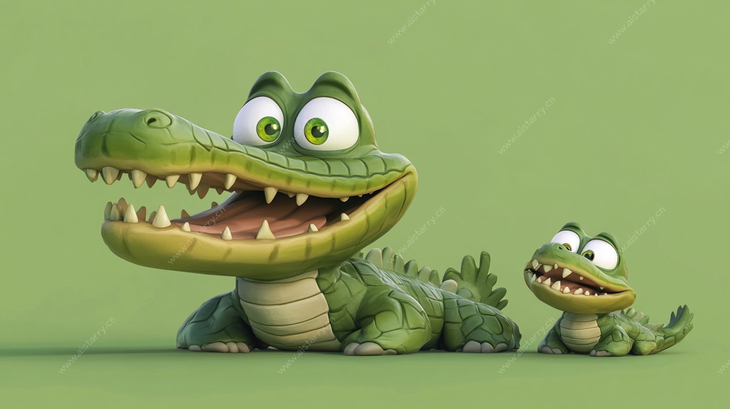 可爱鳄鱼父子卡通形象