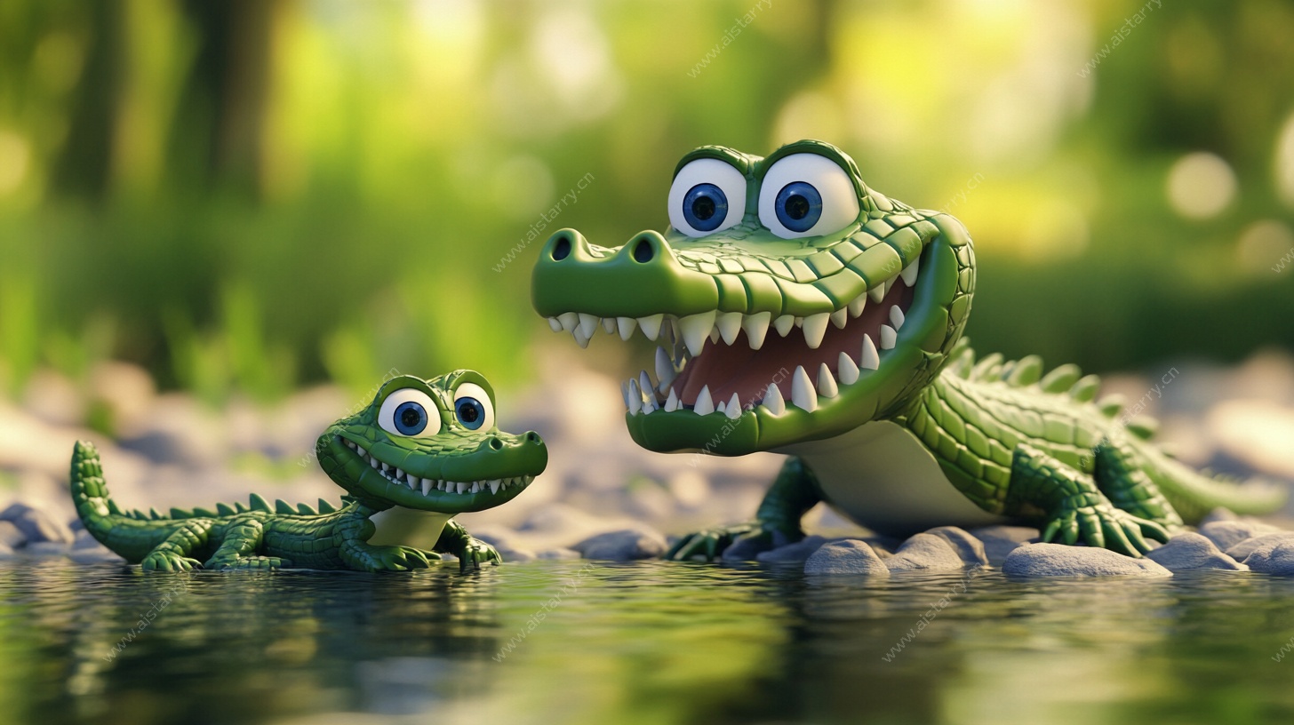 可爱鳄鱼父子