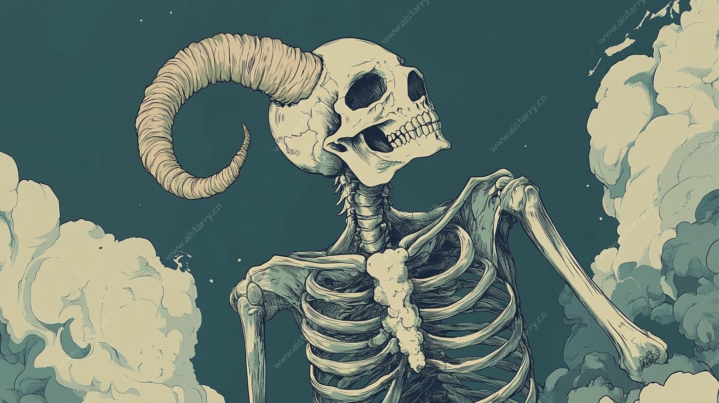 骷髅公羊插画