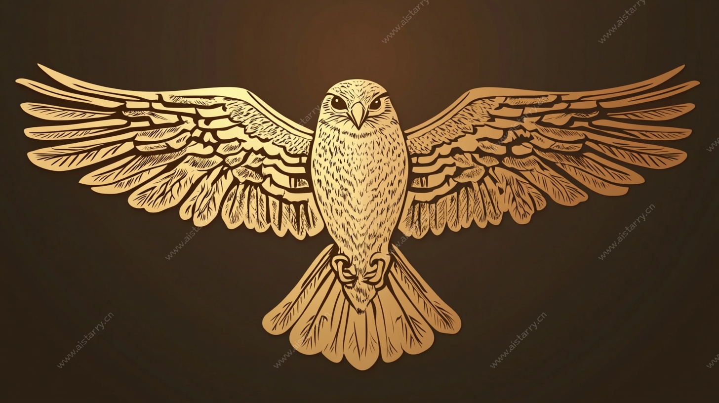 金色展翅猫头鹰图案