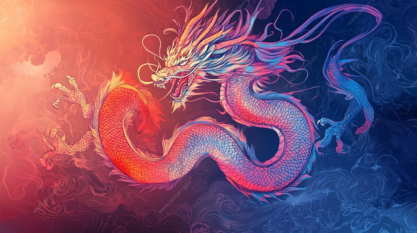 炫彩中国龙插画