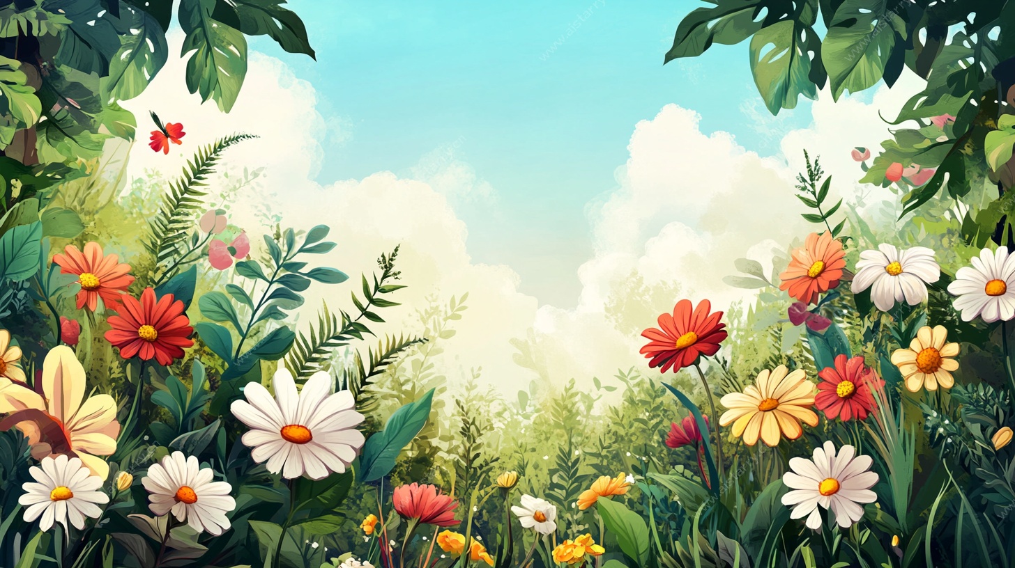 梦幻烂漫的花卉田园风光