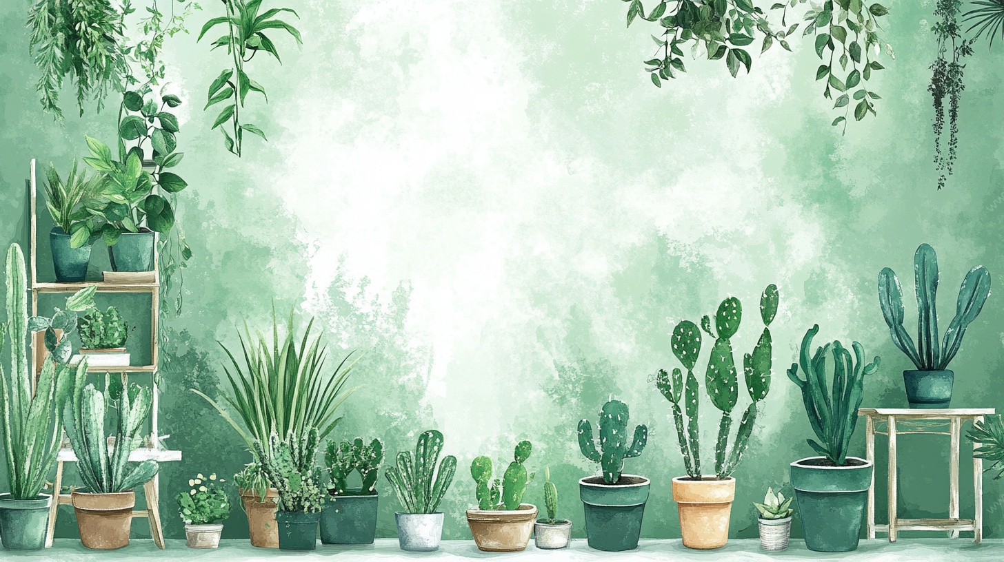 绿植盆栽背景墙