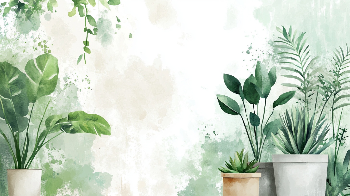 清新绿植水彩背景图